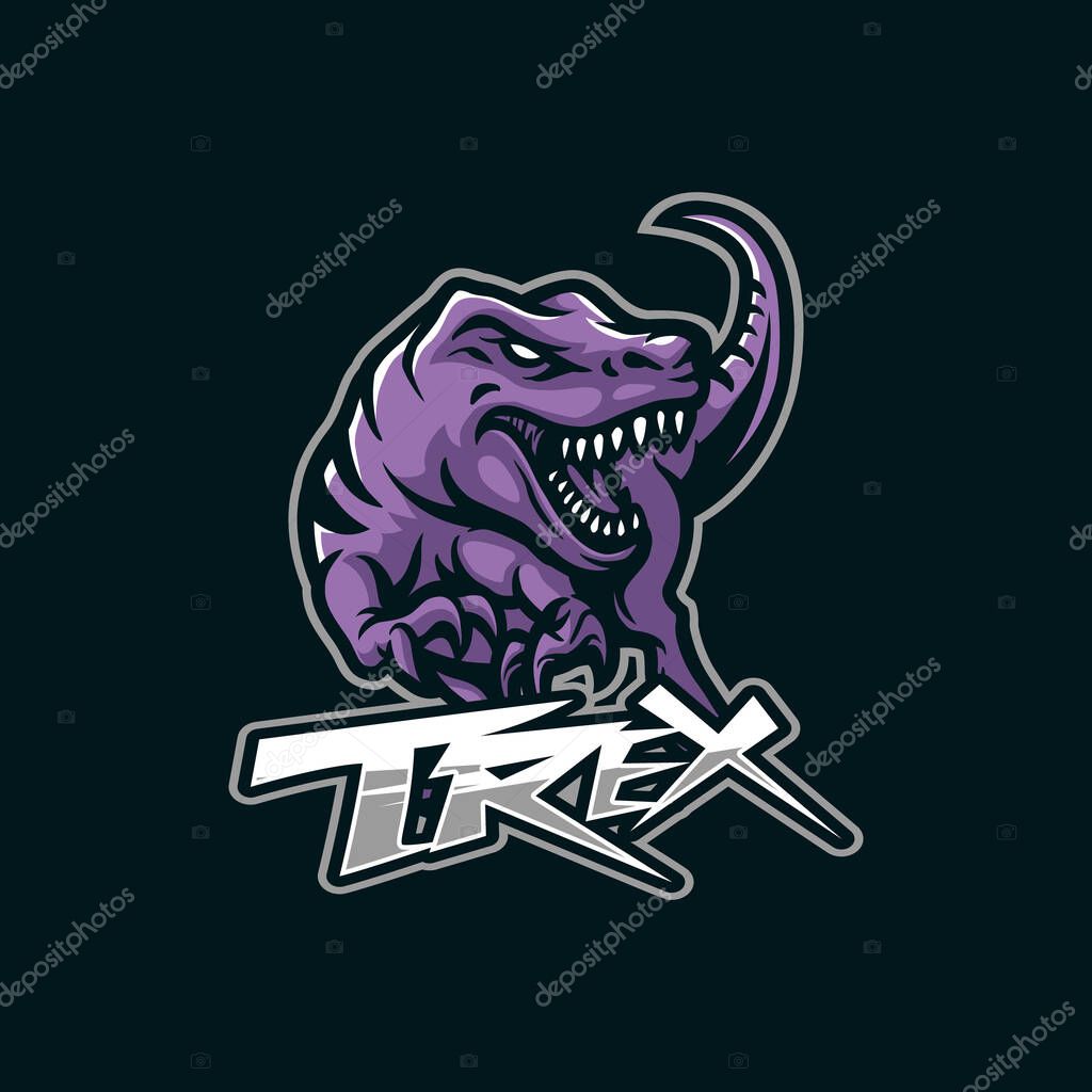 Trex mascot logo design with modern illustration concept style for badge, emblem and tshirt printing. Angry trex illustration.