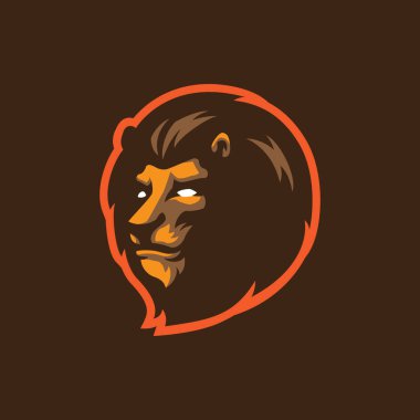 Rozet, amblem ve t-shirt baskısı için modern illüstrasyon konsepti olan aslan maskotu logo tasarımı vektörü. Lion spor ve esport takımı için baş illüstrasyon.