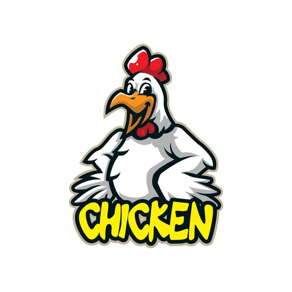 Chicken Mascot Logo Design Vektor Mit Modernem Illustrationskonzept Stil Für — Stockvektor