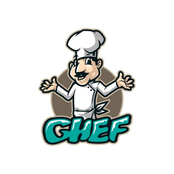 Vecteur Design Logo Mascotte Chef Avec Style Concept Illustration Moderne — Image vectorielle