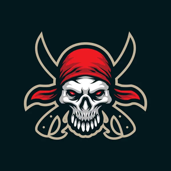 Вектор Дизайну Логотипу Талісмана Піратів Сучасною Ілюстрацією Концептуального Стилю Друку — стоковий вектор