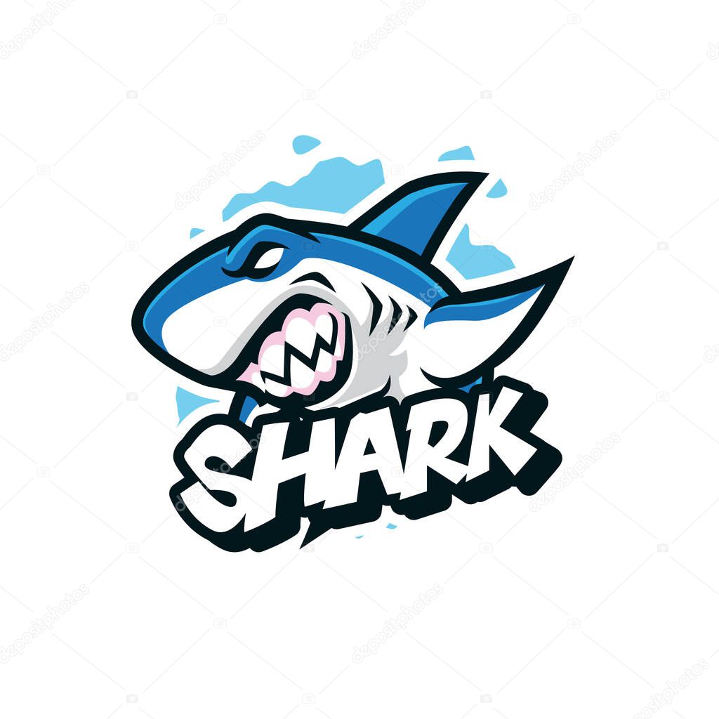Shark mascot logo design with modern illustration concept style for badge, emblem and t shirt printing. Angry shark illustration.