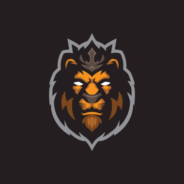 Rozet, amblem ve t-shirt baskısı için modern illüstrasyon konsepti olan aslan maskotu logo tasarımı vektörü. Lion spor ve esport takımı için baş illüstrasyon.