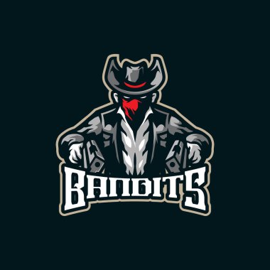 Haydutların maskot logosu modern illüstrasyon tarzı rozet, amblem ve t-shirt baskısı. Haydutlar spor ve esport takımı için resimleme.