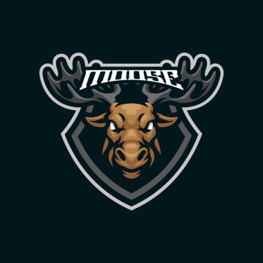 Moose mascot logo design with modern illustration concept style for badge, emblem and t shirt printing. Head moose illustration for sport and esport team. clipart