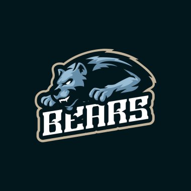 Rozet, amblem ve t-shirt baskısı için modern illüstrasyon konsepti olan ayı maskotu logo tasarımı vektörü. Spor takımı için Ayı illüstrasyonu.