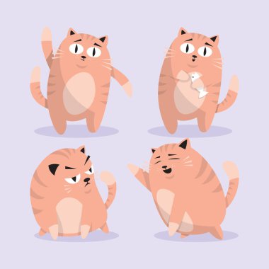 Kedilerin maskot tasarımı. Şirin kediler stok vektör paketi.
