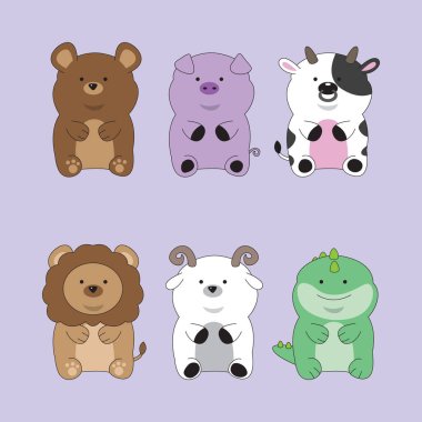 Modern konsept illüstrasyonlu hayvan maskotu logosu tasarımı. hayvan tasarım paketi illüstrasyonu.