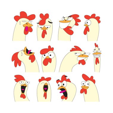 Modern konsept illüstrasyonlu horoz maskotu logosu tasarımı. Horoz kafası tasarımı çeşitli biçimlerde paketlensin.