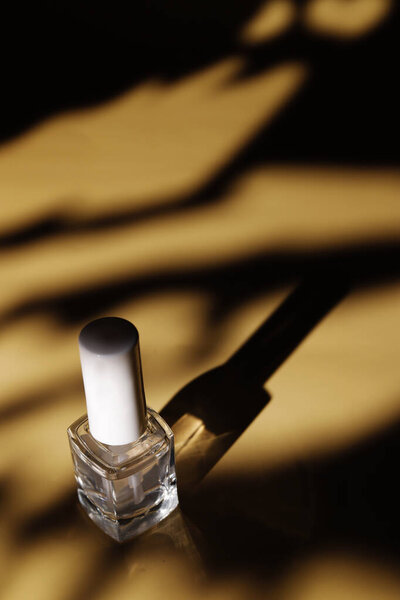 protective nail polish in summer, in shadows background