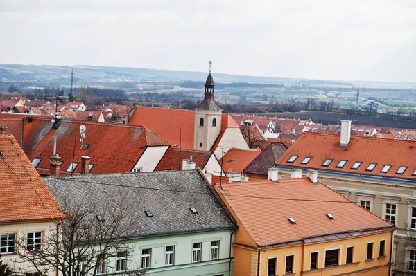 Město Mikulov Jižní Moravě Česká Republika Pohled Červené Střešní Tašky — Stock fotografie