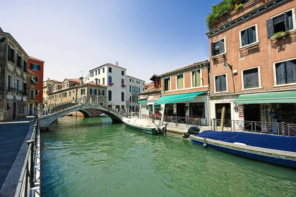 Kanal Mit Booten Venedig Italien Straße Fondamenta Minotto — Stockfoto