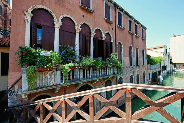 Brücke Mit Kanal Venedig Italien Straße Ponte Del Silenzio — Stockfoto