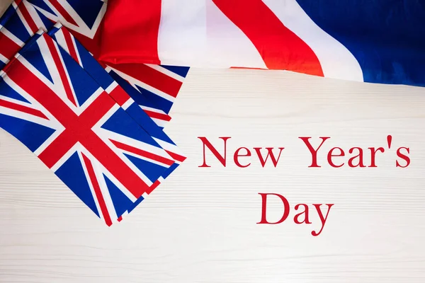 Nowy Rok Brytyjski Pomysł Wakacje Wakacje Wielkiej Brytanii Tło Bandery — Zdjęcie stockowe