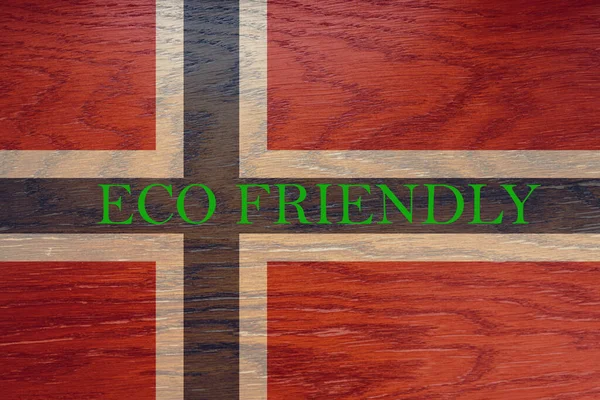 Norvegia Bandiera Sfondo Legno Ambiente Ecologico Globale Risparmio Ecologico Ambientale — Foto Stock