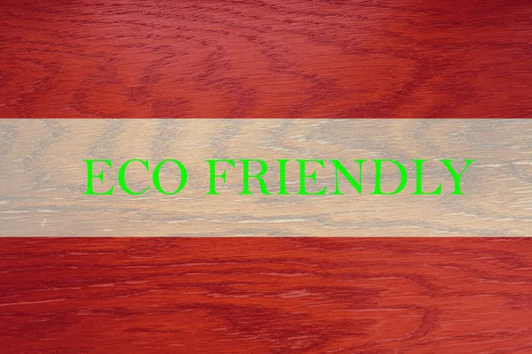 全球生态友好型环境 生态和环境保护以及绿色国家概念的木制背景上的奥地利国旗 — 图库照片