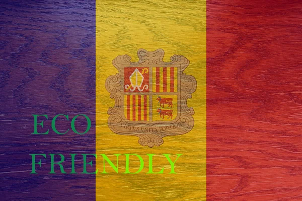 Andorra Flagge Auf Holzgrund Für Globale Umweltfreundliche Umwelt Ökologische Und — Stockfoto