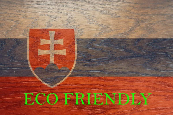Slovacchia Bandiera Sfondo Legno Ambiente Ecologico Globale Risparmio Ecologico Ambientale — Foto Stock