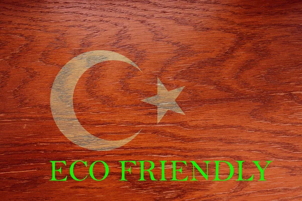 Turchia Bandiera Sfondo Legno Ambiente Ecologico Globale Risparmio Ecologico Ambientale — Foto Stock