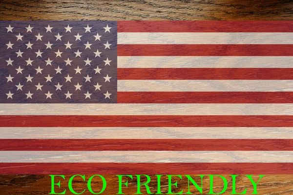 Bandiera Usa Sfondo Legno Ambiente Ecologico Globale Risparmio Ecologico Ambientale — Foto Stock