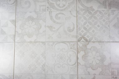 İç veya dış tasarım için seramik fayans döşeme deseni arkaplanı.