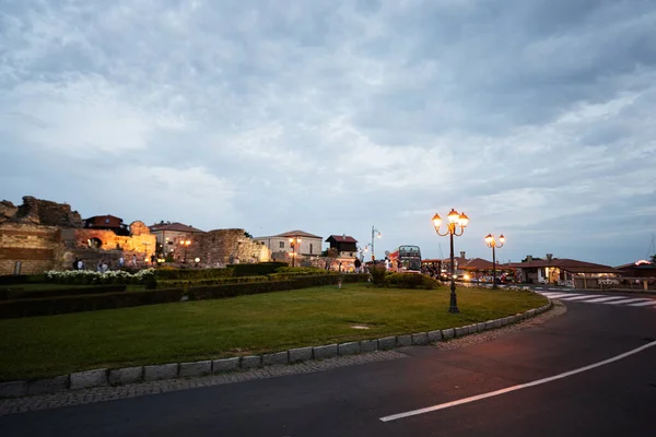 Éjszakai Kilátás Régi Város Nessebar Bulgária — Stock Fotó