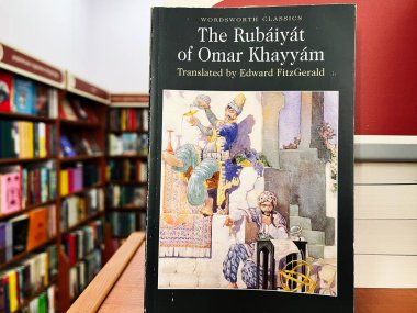 Lviv, Ukraine - February 20, 2025: A cover of The Rubaiyat of Omar Khayyam by Edward FitzGerald displayed in a bookstore. clipart