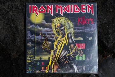 Lviv, Ukrayna - 13 Mayıs 2025: Iron Maiden 's Killers' ın 1981 tarihli albüm kapağı.