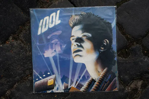 Lviv, Ukrayna - 13 Mayıs 2025: 1990 'da Charmed Life' tan Billy Idol 'un albüm kapağı.