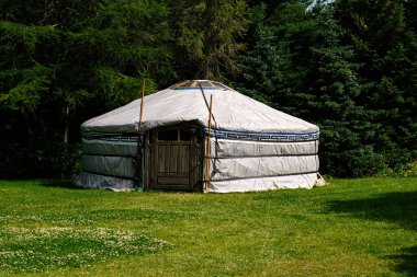 Reykjavik, İzlanda 'da ağaçlarla çevrili yeşil çimlere çadır kuruldu.