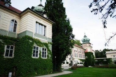 Bereketli sarmaşık ve huzurlu Polonya 'da bahçelerle süslü zarif bir bina.