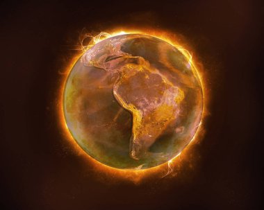 the earth burning due to global warming clipart