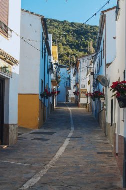 street view of the beautiful village of jimena de libar, andalucia spain