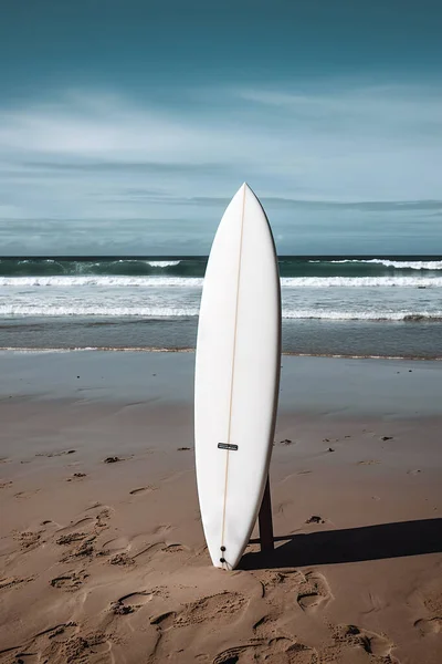 Deska Surfingowa Utknęła Piasku Plaży — Zdjęcie stockowe
