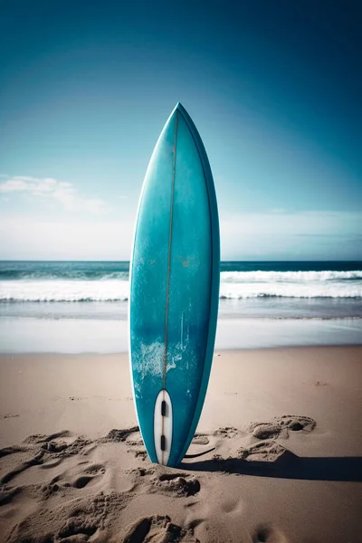 Sörf tahtası kumsalda sıkışmış..