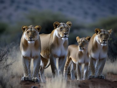 Vahşi hayatta bir grup aslan.