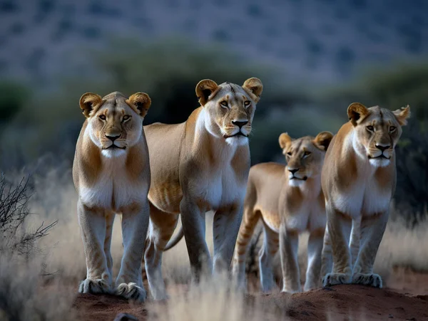 Grupo Leões Estado Selvagem — Fotografia de Stock