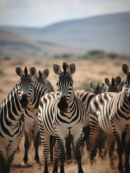 Group Zebras Wild — 스톡 사진