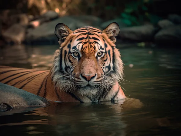 Spektakulär Närbild Tiger Det Vilda — Stockfoto