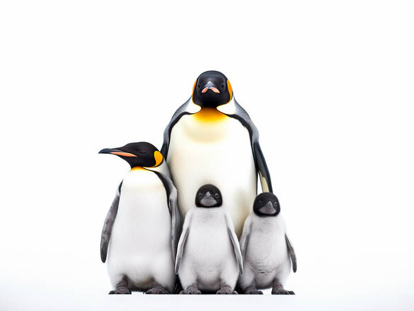 симпатичная группа пингвинов на белом фоне