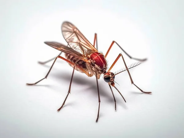 Sivrisineğin beyaz arkaplandaki yakın çekimi