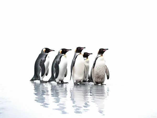 Группа Пингвинов Белом Фоне — стоковое фото