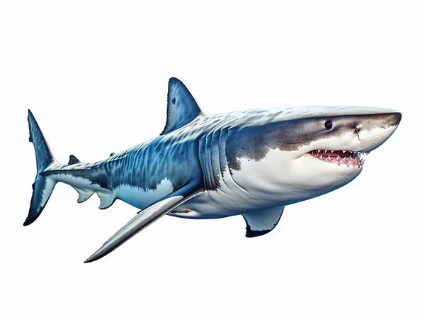 stock image awesome great white shark isolated on white background