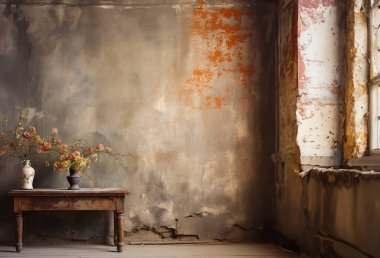 arkaplan pencereli yaşlandırılmış iç duvar