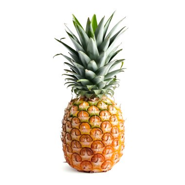 Beyaz üzerinde dilimleri olan ananas.