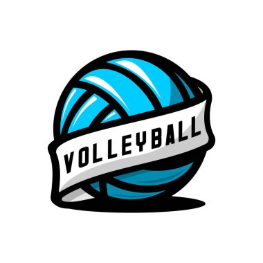 Voleybol sporu vektörü, top ve kurdele