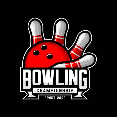 bowling logosu illüstrasyon vektosu