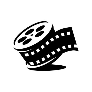 Sinema logosu vektörü, beyaz arkaplanda film vektörü aksın