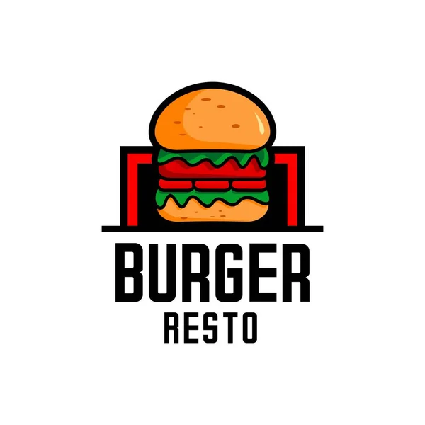 Hamburger Logo Cafe Restaurant Logo Template — Stockvektor
