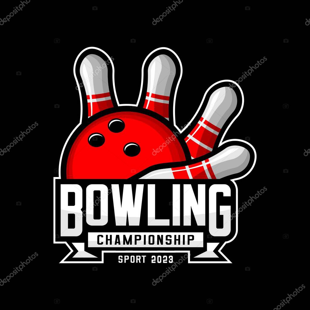 Bowling sports logo illustration vecto